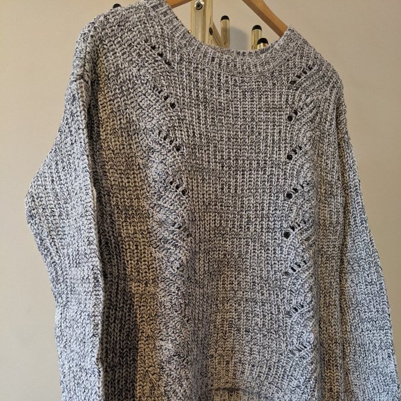 Chunky Navy and White Knit Sweater - Picture 1 of 11
